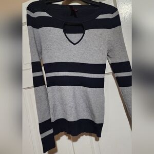 Striped Navy and Gray Women's Sweater
